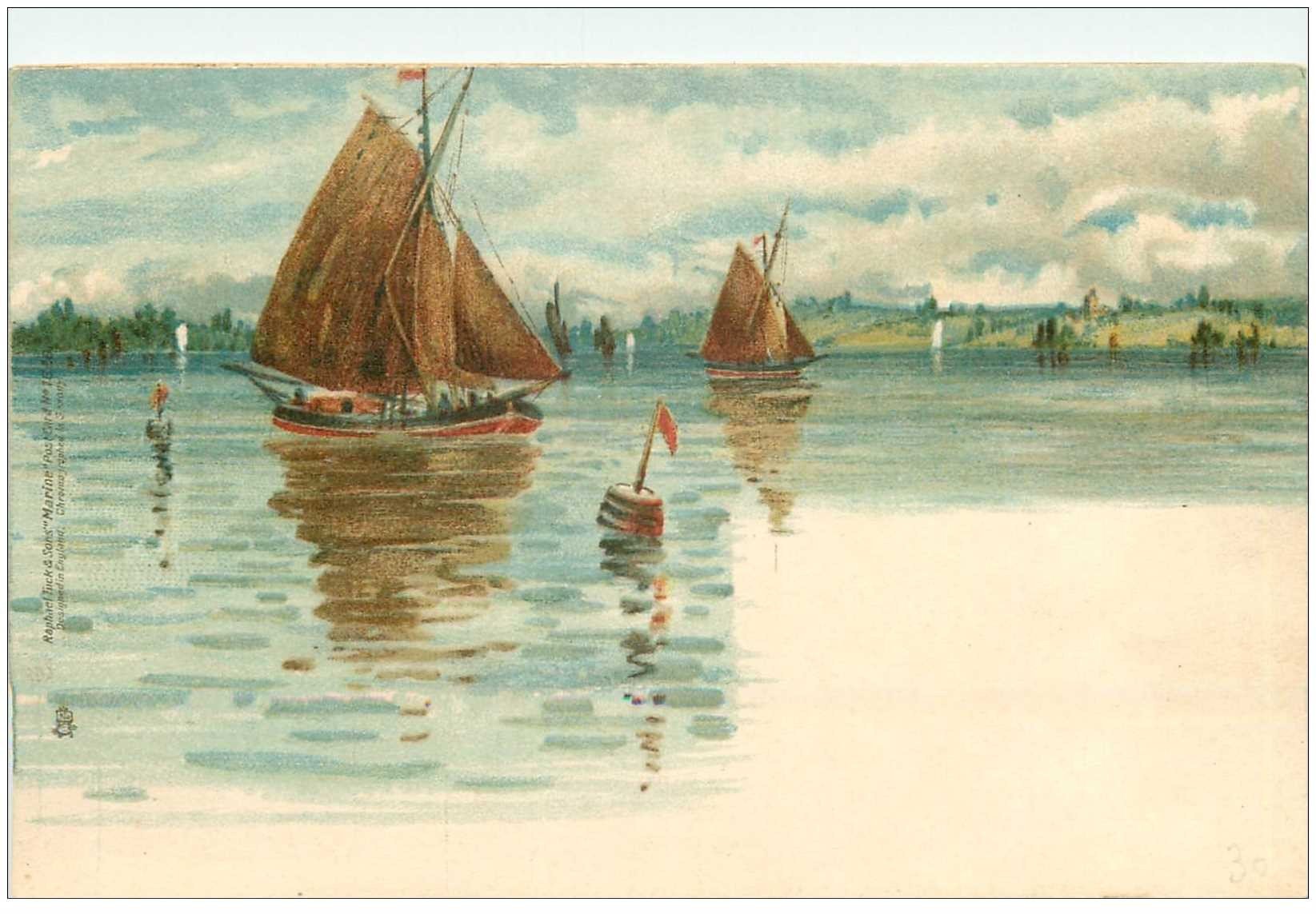 carte postale ancienne TRANSPORTS. Bateaux et Navires. Barques de Pêcheurs par Raphaël Tuck vers 1900