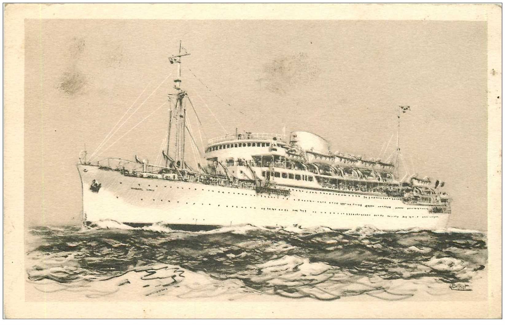 carte postale ancienne TRANSPORTS. Le Maréchal Joffre messageries maritimes. Bateaux et Navires Paquebot
