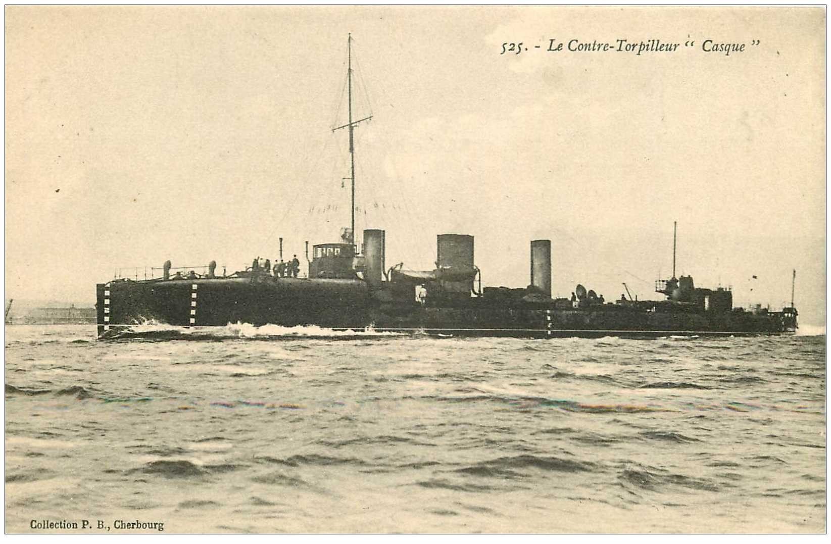 carte postale ancienne TRANSPORTS. Marine de Guerre. Contre Torpilleur Casque