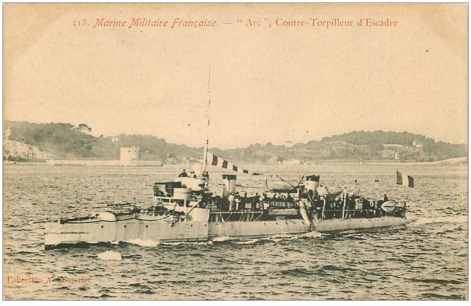 carte postale ancienne TRANSPORTS. Marine de Guerre. Contre Torpilleur d'Escadre 1914