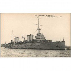 carte postale ancienne TRANSPORTS. Marine de Guerre. Cuirassé Edgar Quinet