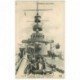 carte postale ancienne TRANSPORTS. Marine de Guerre. Cuirassé Tourelle de chasse de canons couplés