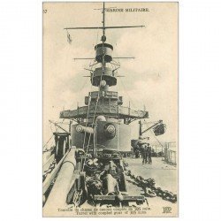 carte postale ancienne TRANSPORTS. Marine de Guerre. Cuirassé Tourelle de chasse de canons couplés