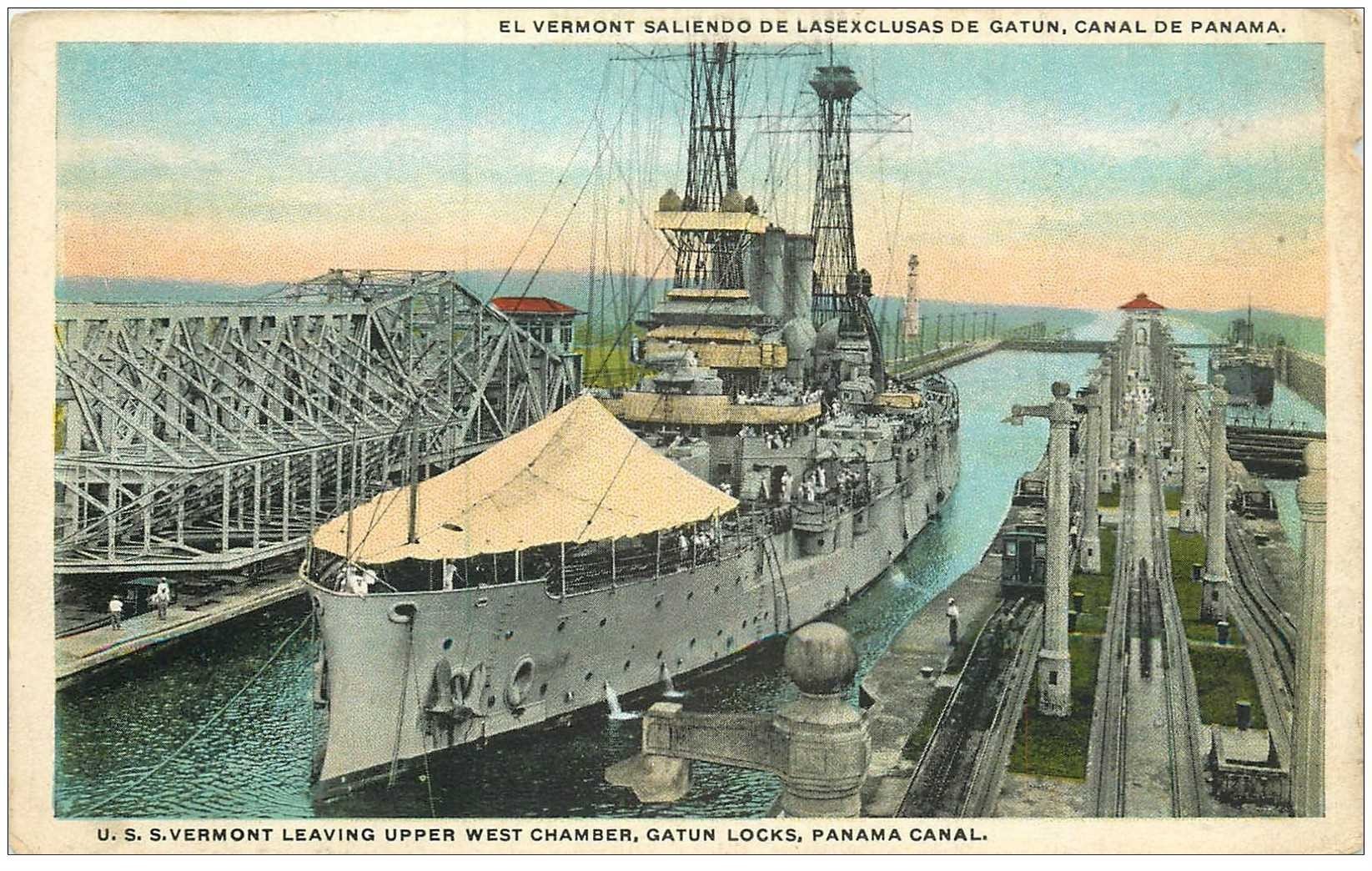 carte postale ancienne TRANSPORTS. Navires et Bateaux. El Vermont Canal de Panama