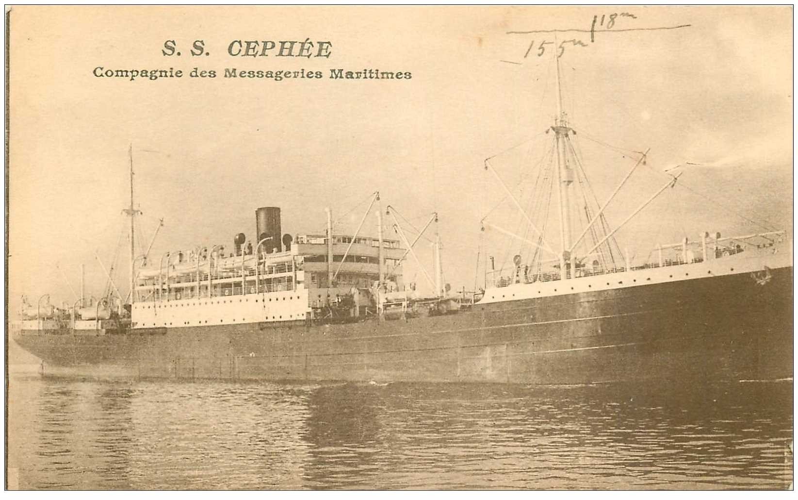 carte postale ancienne TRANSPORTS. Navires et Bateaux. Paquebot Cephée Messagerie 1930 ex Buenos Aires