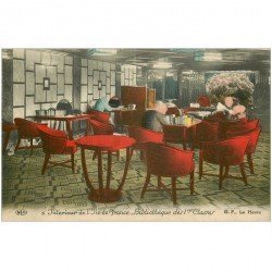 carte postale ancienne TRANSPORTS. Navires et Bateaux. Paquebot Ile de France Bibliothèque