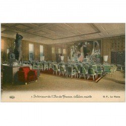 carte postale ancienne TRANSPORTS. Navires et Bateaux. Paquebot Ile de France Salon mixte