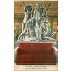 carte postale ancienne TRANSPORTS. Navires et Bateaux. Paquebot Ile de France Salon mixte Statue