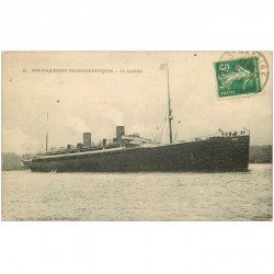 carte postale ancienne TRANSPORTS. Navires et Bateaux. Paquebot La Savoie 1913