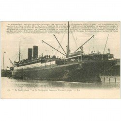 carte postale ancienne TRANSPORTS. Navires et Bateaux. Paquebot Le Rochambeau 1923