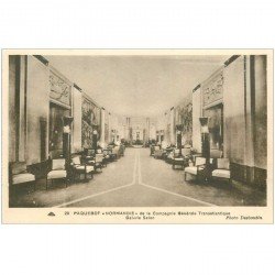 carte postale ancienne TRANSPORTS. Navires et Bateaux. Paquebot Normandie Galerie Salon