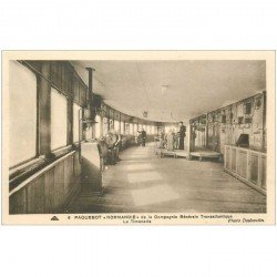carte postale ancienne TRANSPORTS. Navires et Bateaux. Paquebot Normandie Timonerie