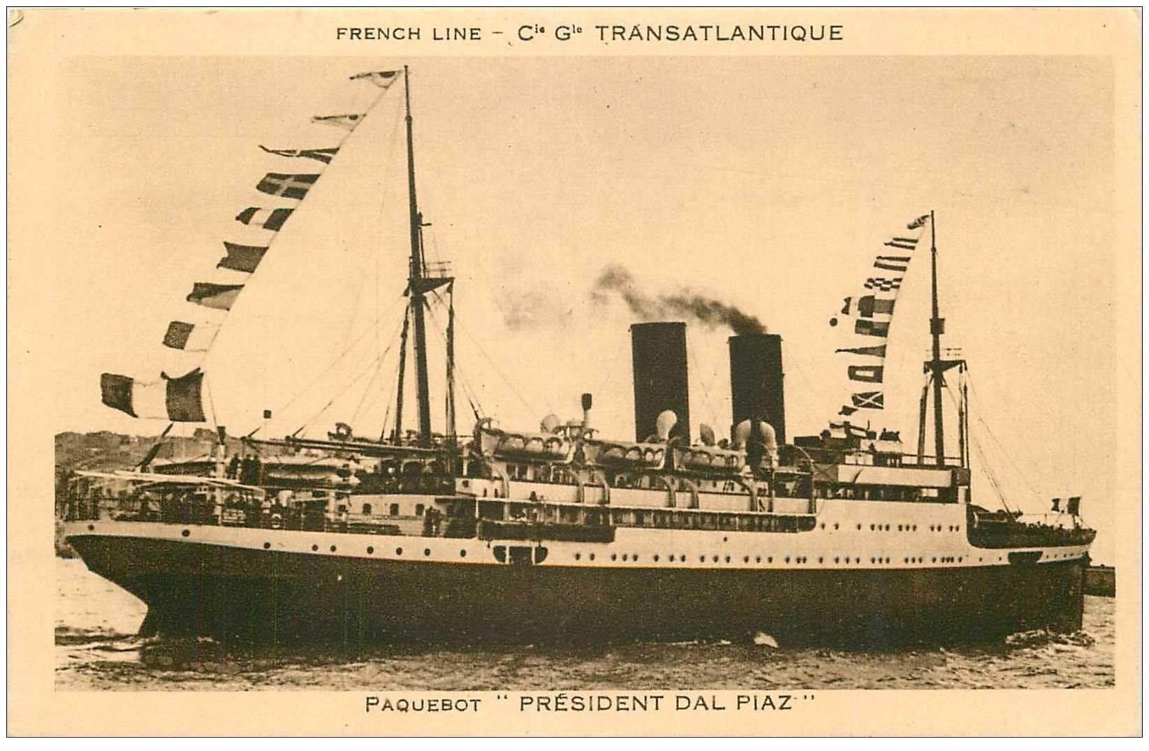carte postale ancienne TRANSPORTS. Navires et Bateaux. Paquebot Président dal Diaz