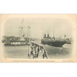 carte postale ancienne TRANSPORTS. Navires et Bateaux. Paquebot Steamer La Lorrainevers 1900
