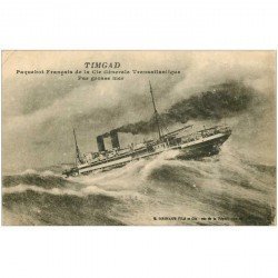 carte postale ancienne TRANSPORTS. Navires et Bateaux. Paquebot Timgad 1921