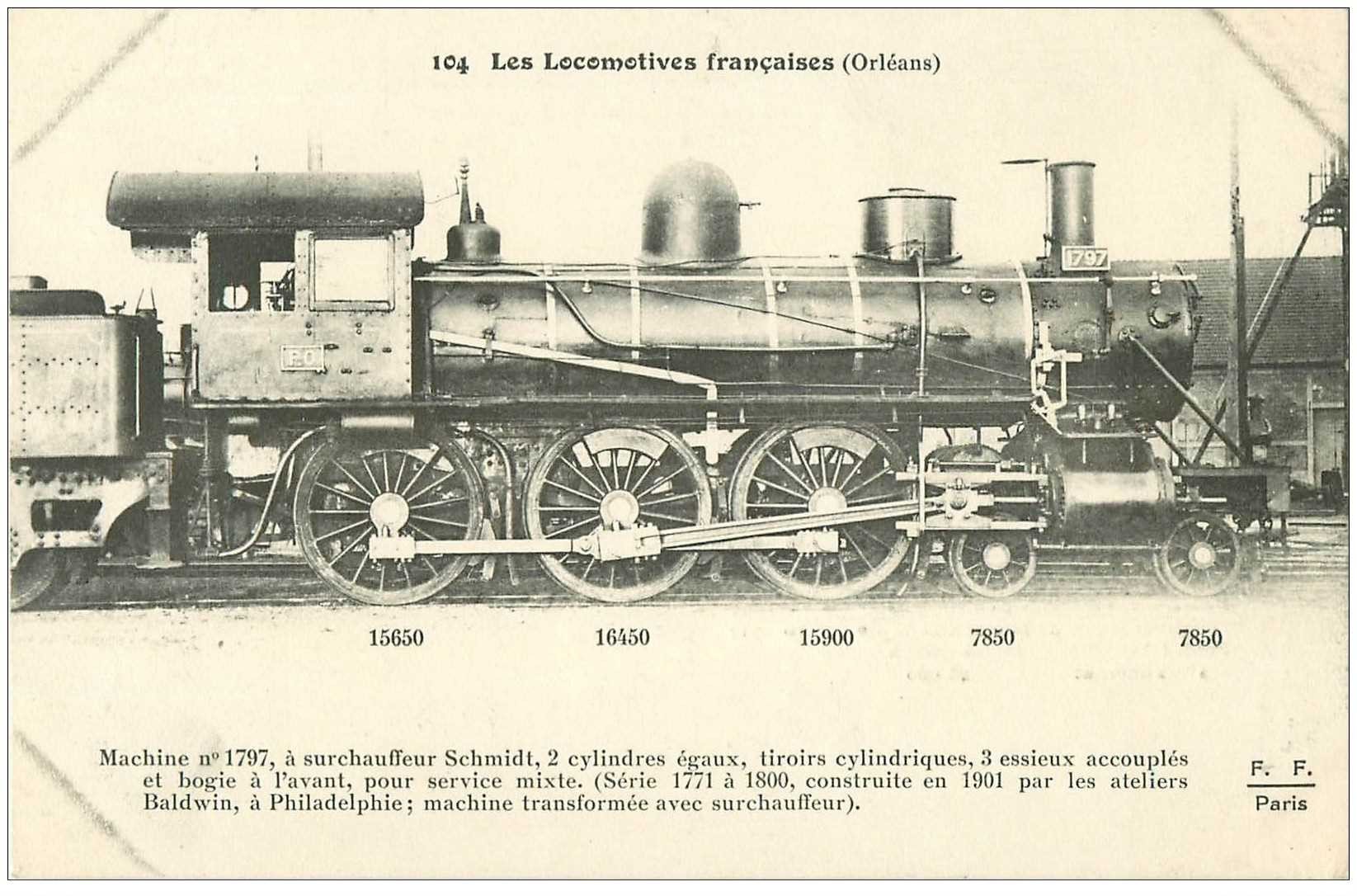 carte postale ancienne LOCOMOTIVES FRANCAISES. Orléans Machine 1797