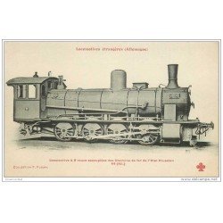 carte postale ancienne TRANSPORTS. Locomotive d'Allemagne à 8 roues Etat Prussien 44. Collection Fleury