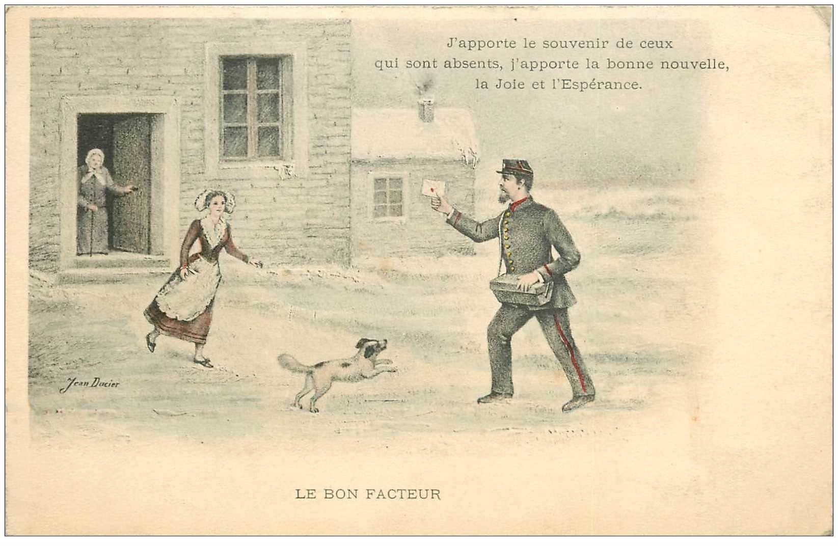 METIERS. Le bon Facteur avec sa sacoche en bois Cuir 1904