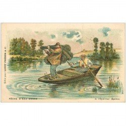 carte postale ancienne METIERS DE LA MER. Pêches et Poissons. Pêche à l'Epervier ou Eperlans . Chocolat Louis Frères