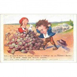 carte postale ancienne Carte postale publicitaire pour la Potasse d'Alsace illustration de Right