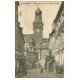 carte postale ancienne 14 VIRE. Porte-Horloge Terrasse Café vers 1900