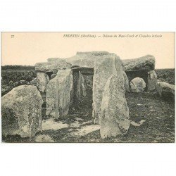 carte postale ancienne Dolmens et Menhirs. ERDEVEN. Mané Crock et Chambre latérale