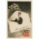 carte postale ancienne BONNE ANNEE. Homme dans enveloppe vers 1910