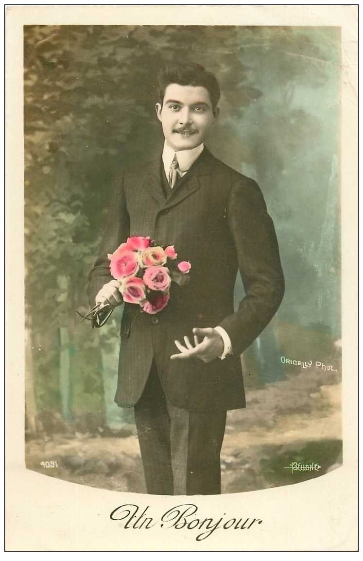 Homme Et Fleurs Pour Un Bonjour