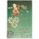 carte postale ancienne NOEL. Bonne Fête. Fleurs 1906 et Angelot gaufrée