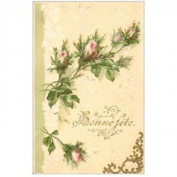 carte postale ancienne NOEL. Bonne Fête. Fleurs 1906 Roses gaufrée