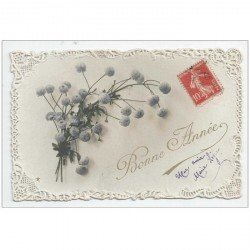 carte postale ancienne NOUVEL AN. Bonne Année carte avec bords en papier dentelé 1907