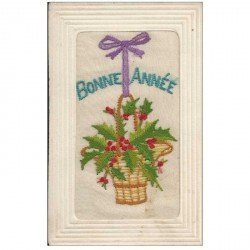 carte postale ancienne NOUVEL AN. Bonne Année carte brodée