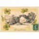 carte postale ancienne NOUVEL AN. Bonne Année carte gaufrée Porte en pierre et Trèfle à quatre feuilles 1907