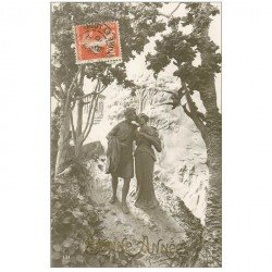 carte postale ancienne NOUVEL AN. Bonne Année carte scuptochromie de Mastroianni 1910