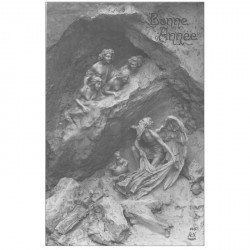 carte postale ancienne NOUVEL AN. Bonne Année carte scuptochromie de Mastroianni 1917