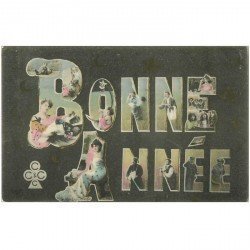 carte postale ancienne NOUVEL AN. Bonne Année multivues de Métiers 1906