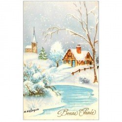 carte postale ancienne NOUVEL AN. Bonne Année un Village par Rainaud