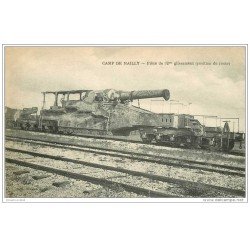 carte postale ancienne CANON SUR RAIL. Camp de Mailly Pièce de 32° glissement position de route 1922