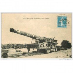 carte postale ancienne CANON SUR RAIL. Camp de Mailly Pièce de 340mm beceau 1922