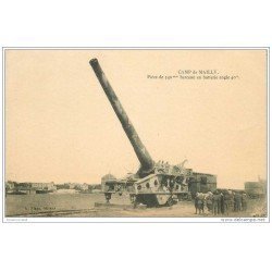 carte postale ancienne CANON SUR RAIL. Camp de Mailly Pièce de 340mm beceau en batterie angle 40° 1923