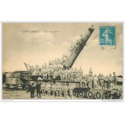 carte postale ancienne CANON SUR RAIL. Camp de Mailly. Canon de 400 mm 1922