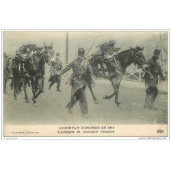 carte postale ancienne GUERRE 1914-18. Artillerie de montagne Française avec Chevaux
