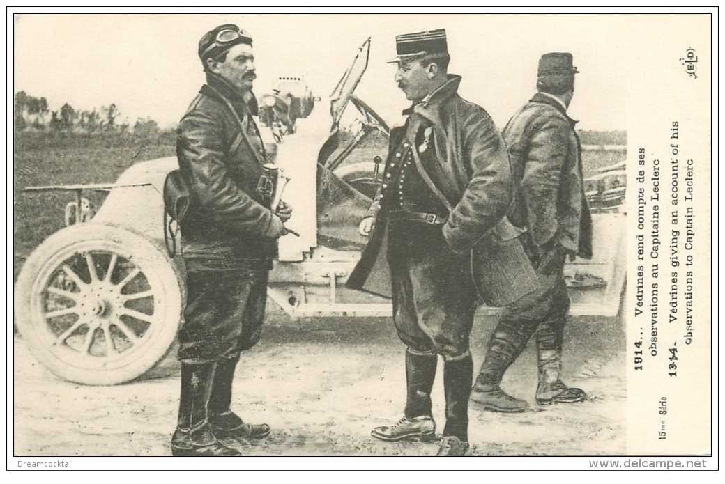 carte postale ancienne GUERRE 1914-18. Aviateur Vedrines et Capitaine Leclerc. Aviation
