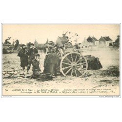 carte postale ancienne GUERRE 1914-18. Bataille de Hofslade. Artillerie Belge au téléphone