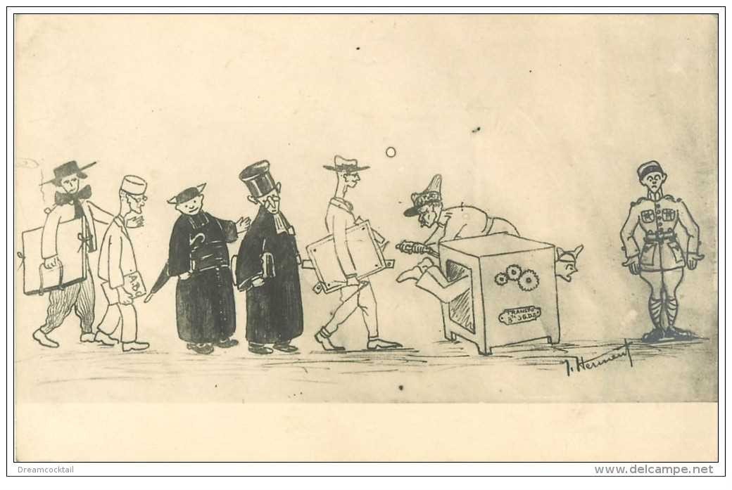 carte postale ancienne GUERRE 1914-18. Caricature. Tous à la tranfo par Heriment...