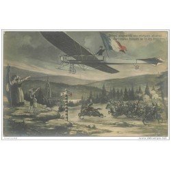 carte postale ancienne GUERRE 1914-18. Carte surréaliste Avion et Cavalerie 1913