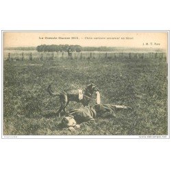 carte postale ancienne GUERRE 1914-18. Chien sanitaire secourant un blessé