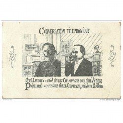 carte postale ancienne GUERRE 1914-18. Conversation téléphonique entre Guillaume et Poincaré 1914