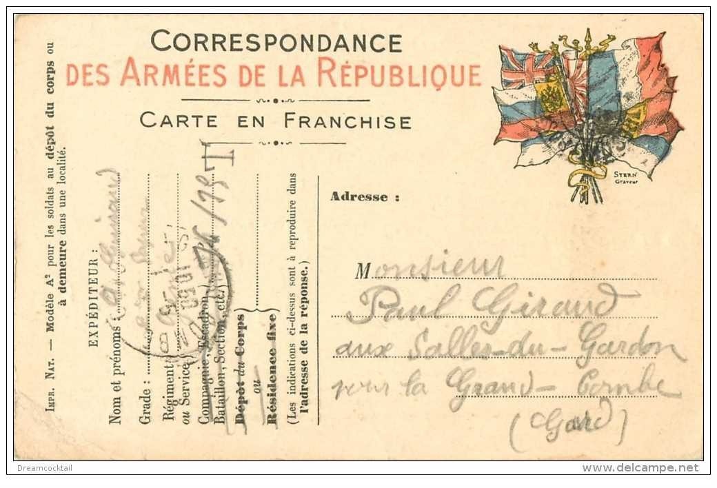 carte postale ancienne GUERRE 1914-18. Correspondance des Armées de la République pour Grand-Combe dans le Gard 1915