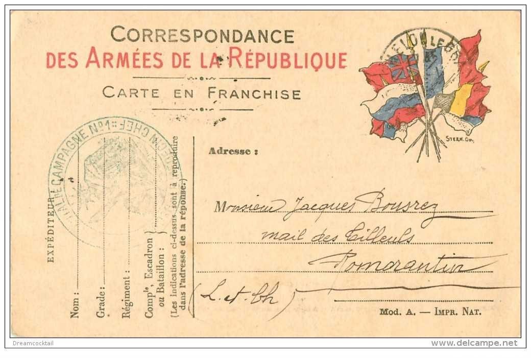 carte postale ancienne GUERRE 1914-18. Correspondance des Armées de la République pour Romorantin 1915